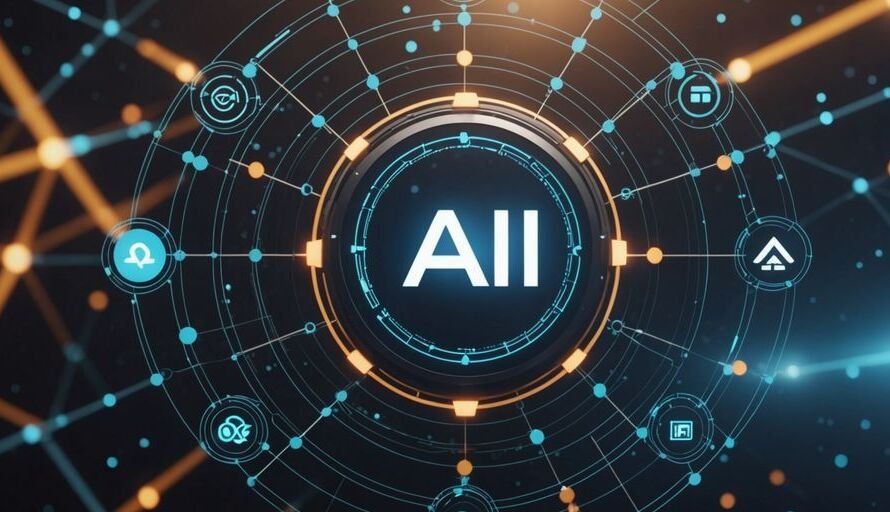 AI Connect logo with communication icons and networks